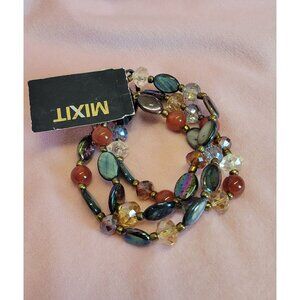Multicolor Stretchy Faceted Iridescent Glass Beaded JCP Stretchy Bracelet set 3